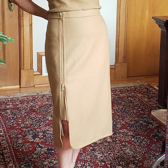 J. Crew High-Waisted Wool Pencil Skirt | Camel | Size 8 Tall